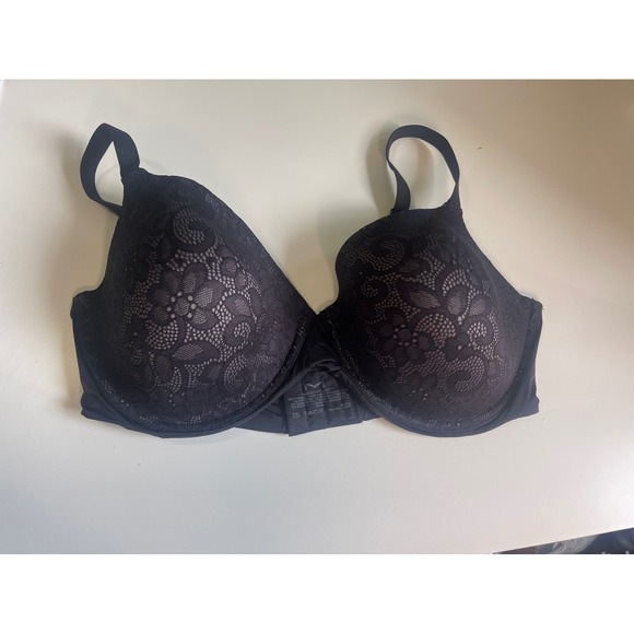 Maidenform Other - Maidenform Black Lace Underwire Full Coverage Bra 38DD Floral Overlay Comfort